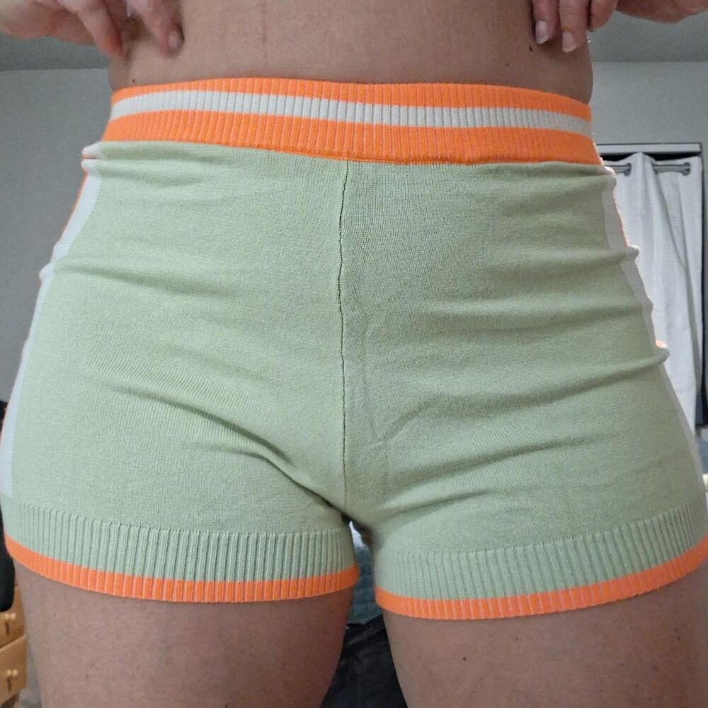 Anthropologie NWOT Sage & Neon Orange Knit Sweater Shorts